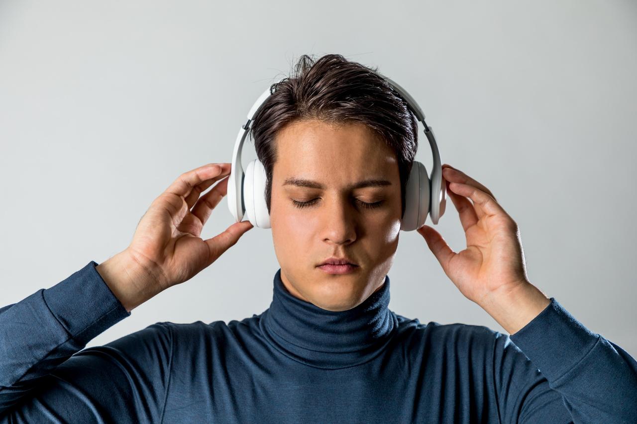 Man listening on headphones