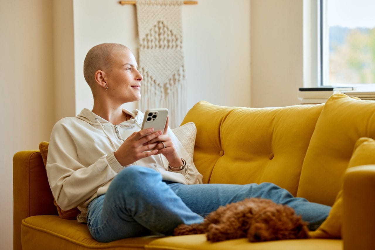 woman relaxing on sofa