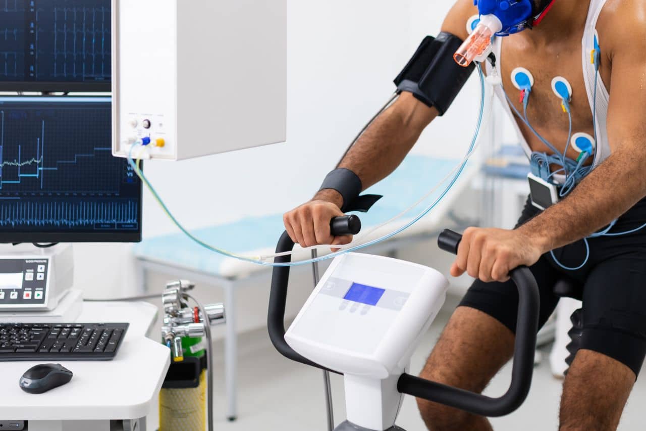 Man getting screened at a medical facility