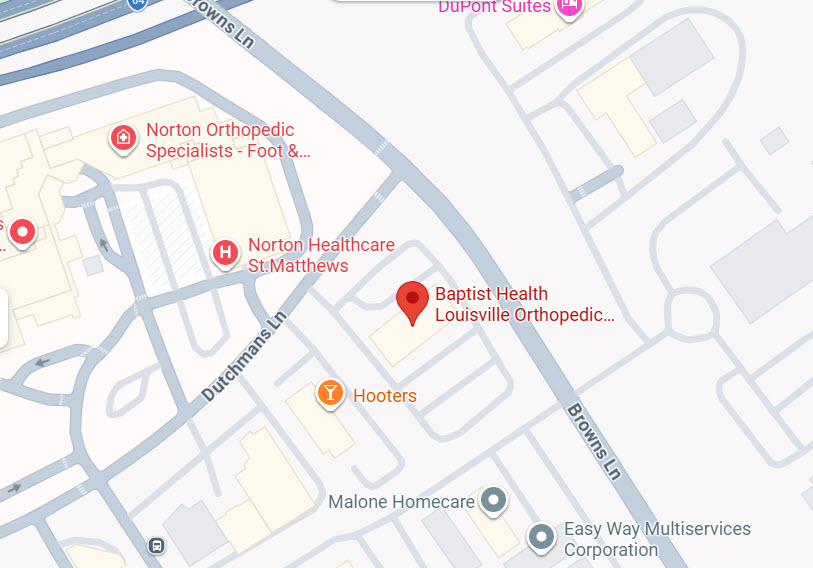 Map to Louisville Office of Louisville Orthopedic Clinic