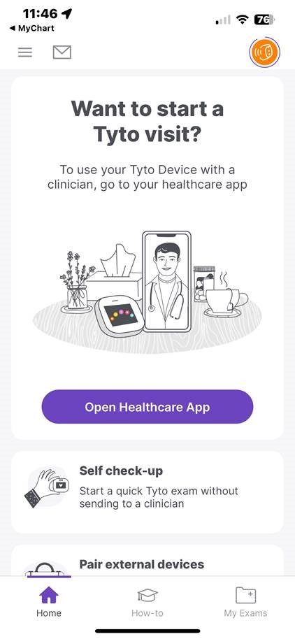 orange tytocare screen waiting