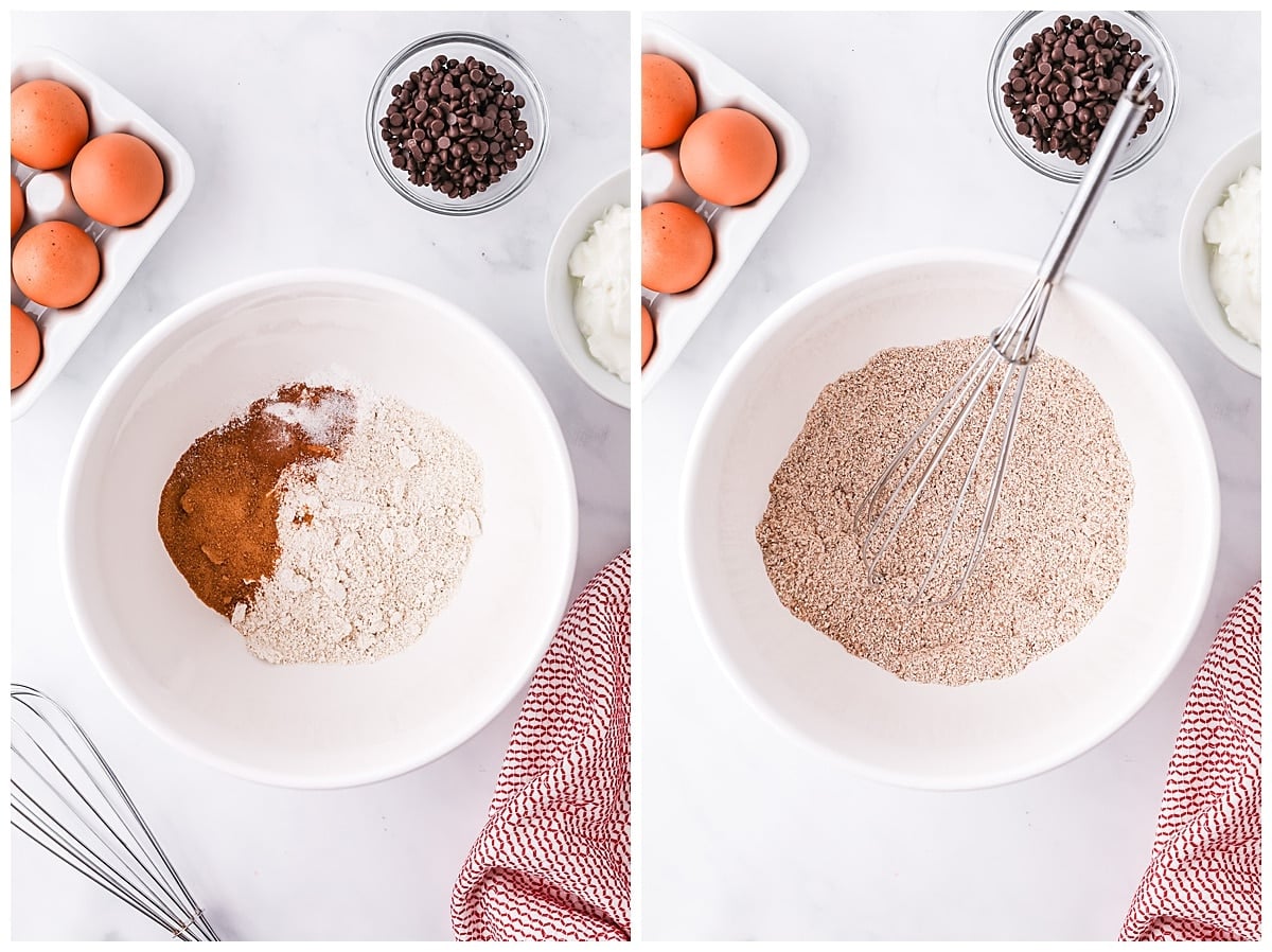 mixing dry ingredients for pancakes