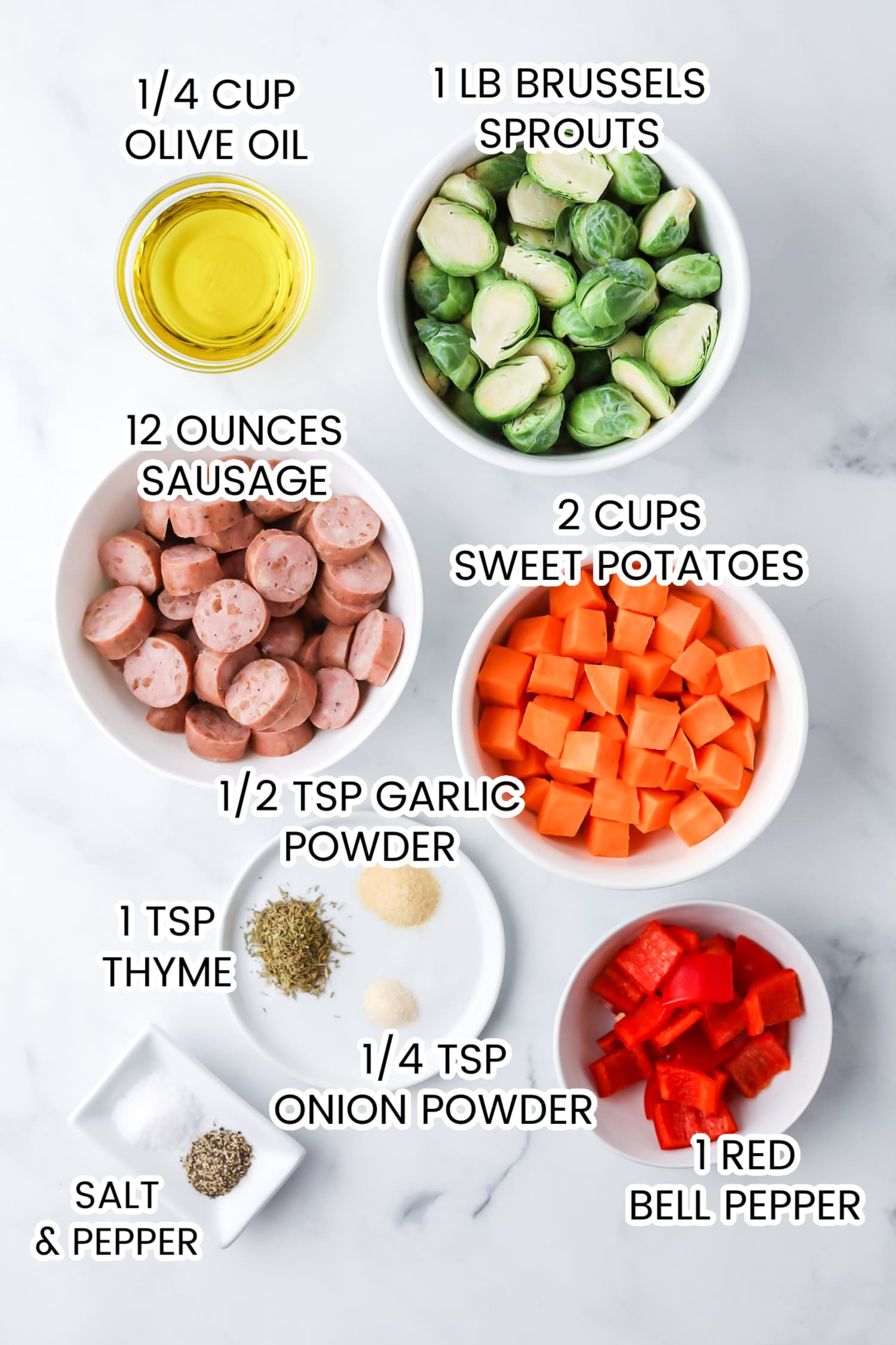 sheet pan sausage and vegetables ingredients