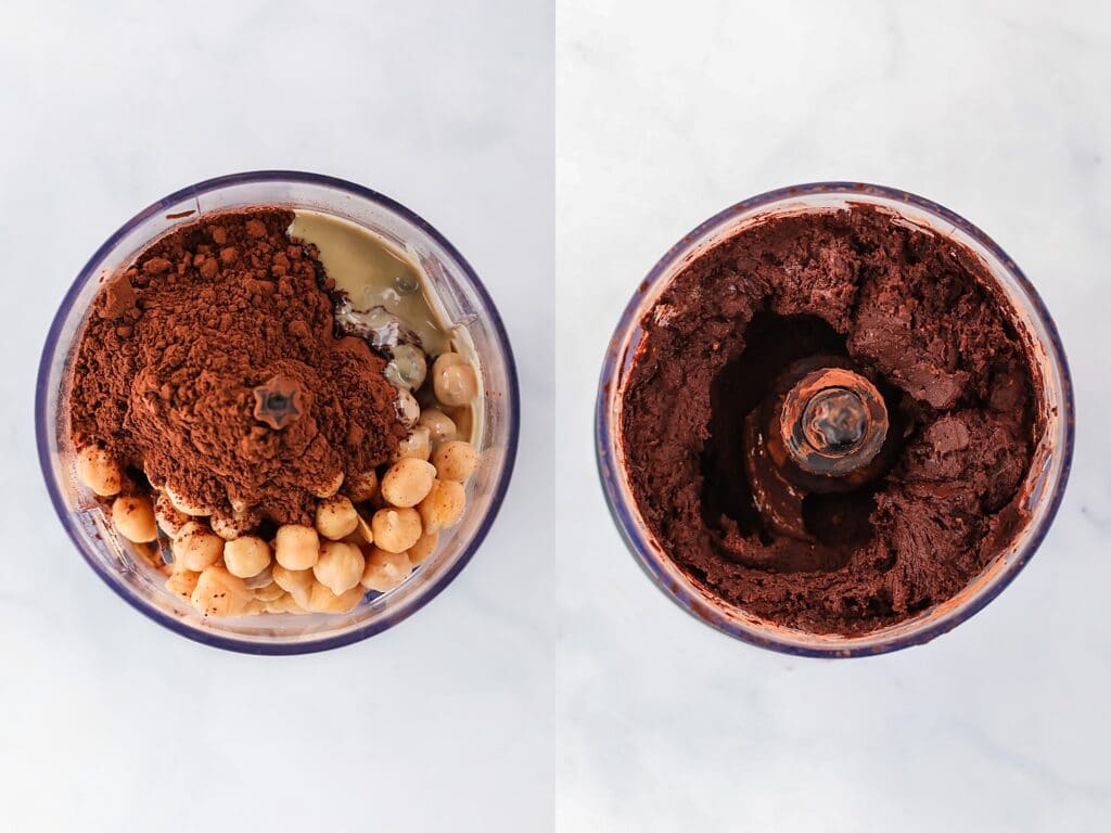 making chocolate hummus