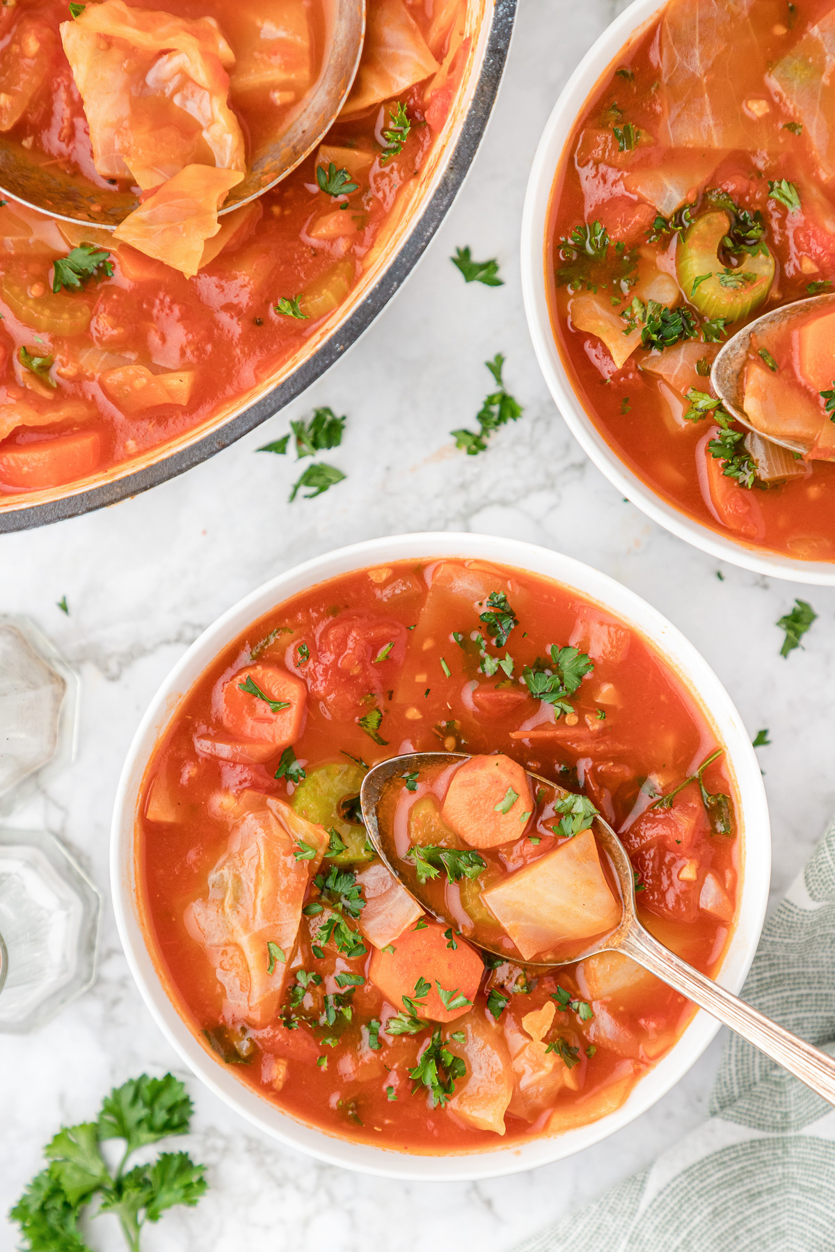 cabbage soup in bowl
