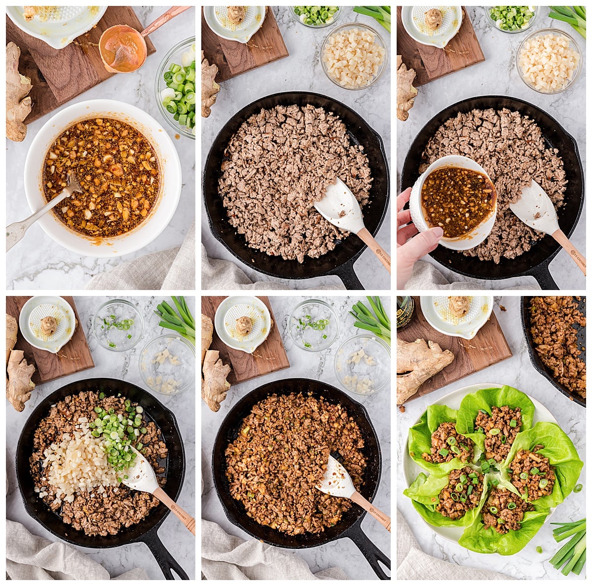 How to make Asian lettuce wraps step by step.