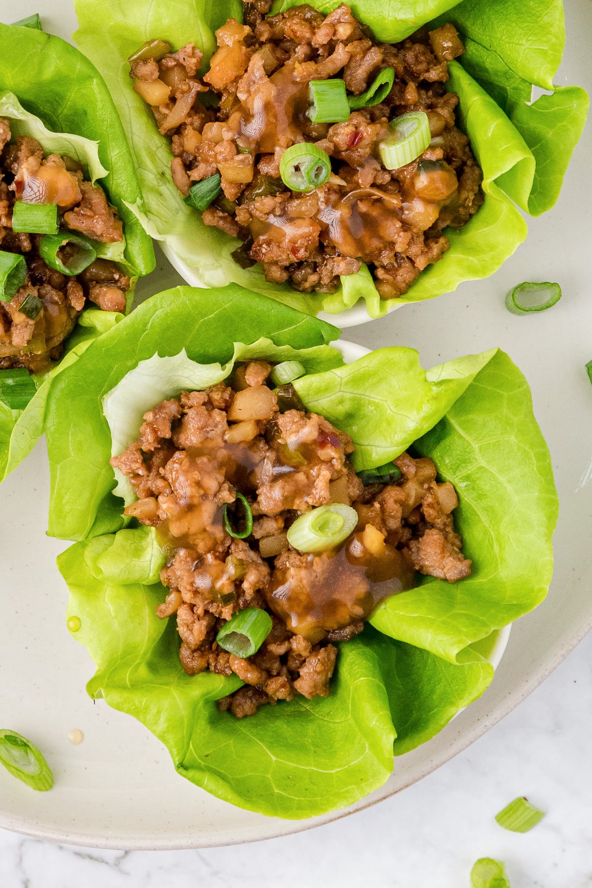 Asian lettuce wrap on plate.