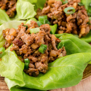 Asian lettuce wrap on plate.
