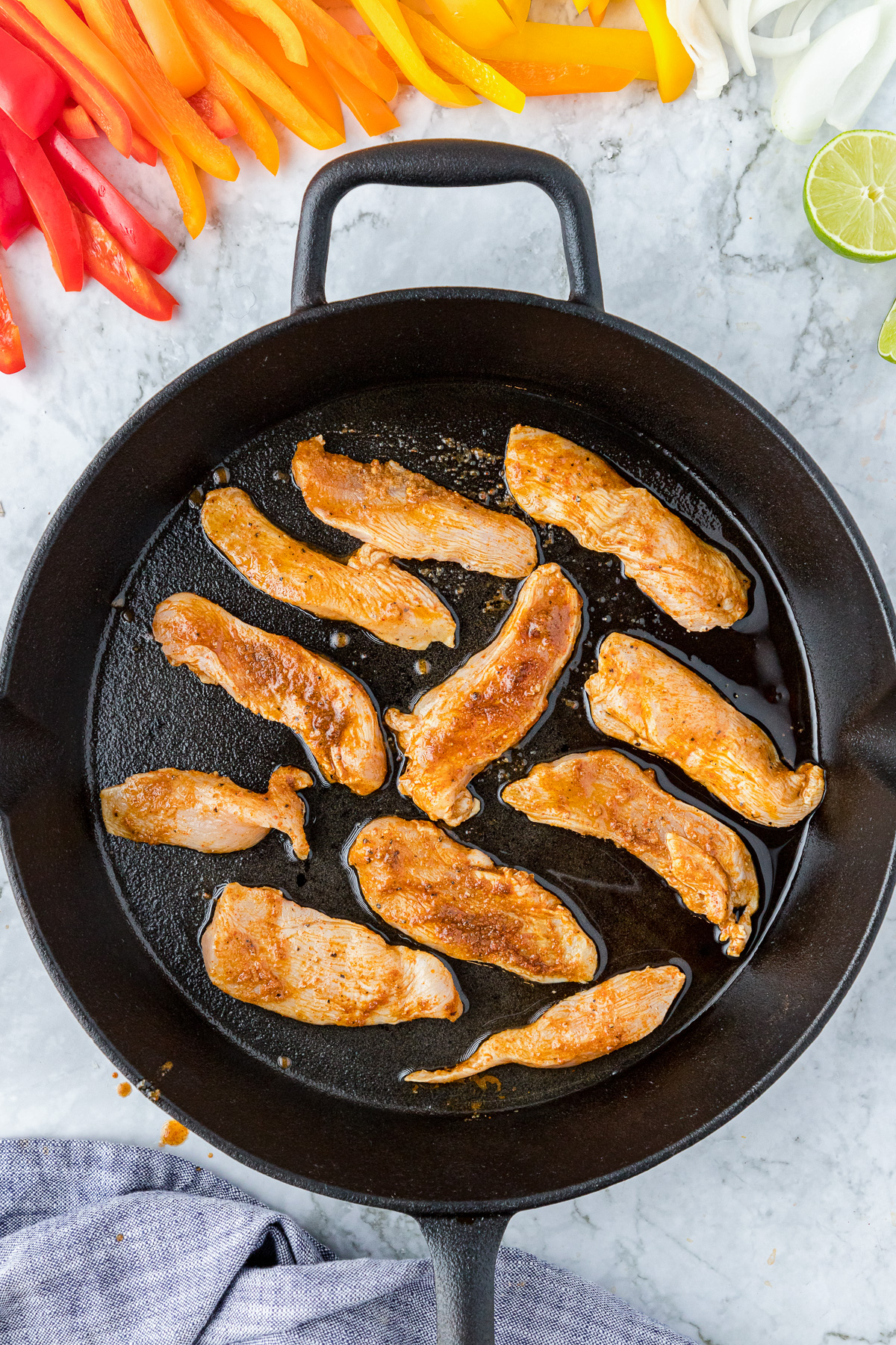 cooking chicken fajitas