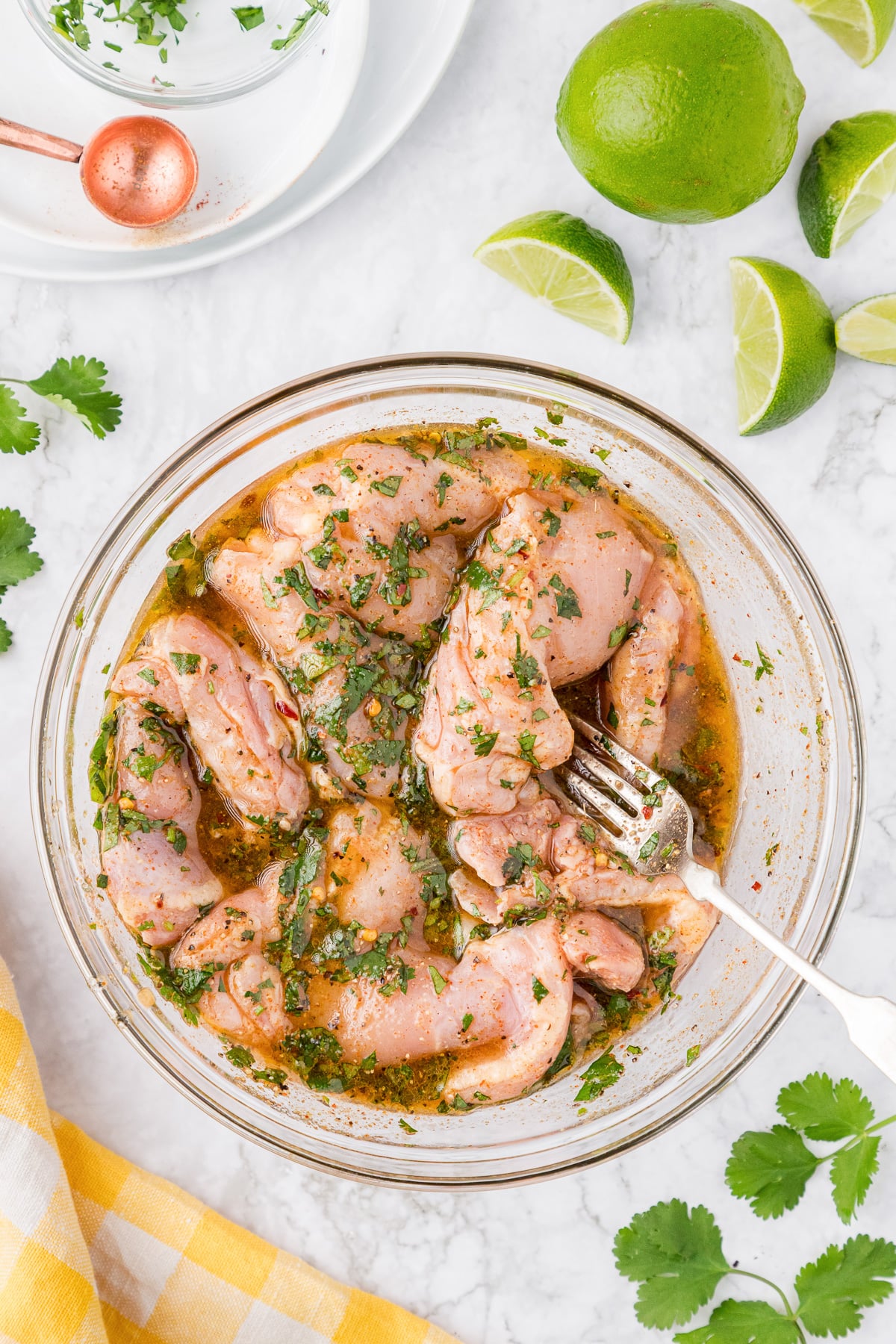 Marinating cilantro lime chicken.