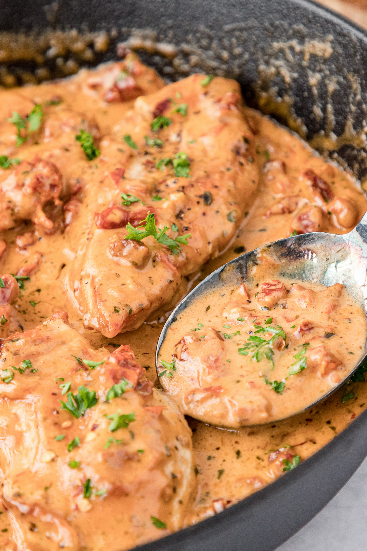 Marry me chicken with cream sauce.
