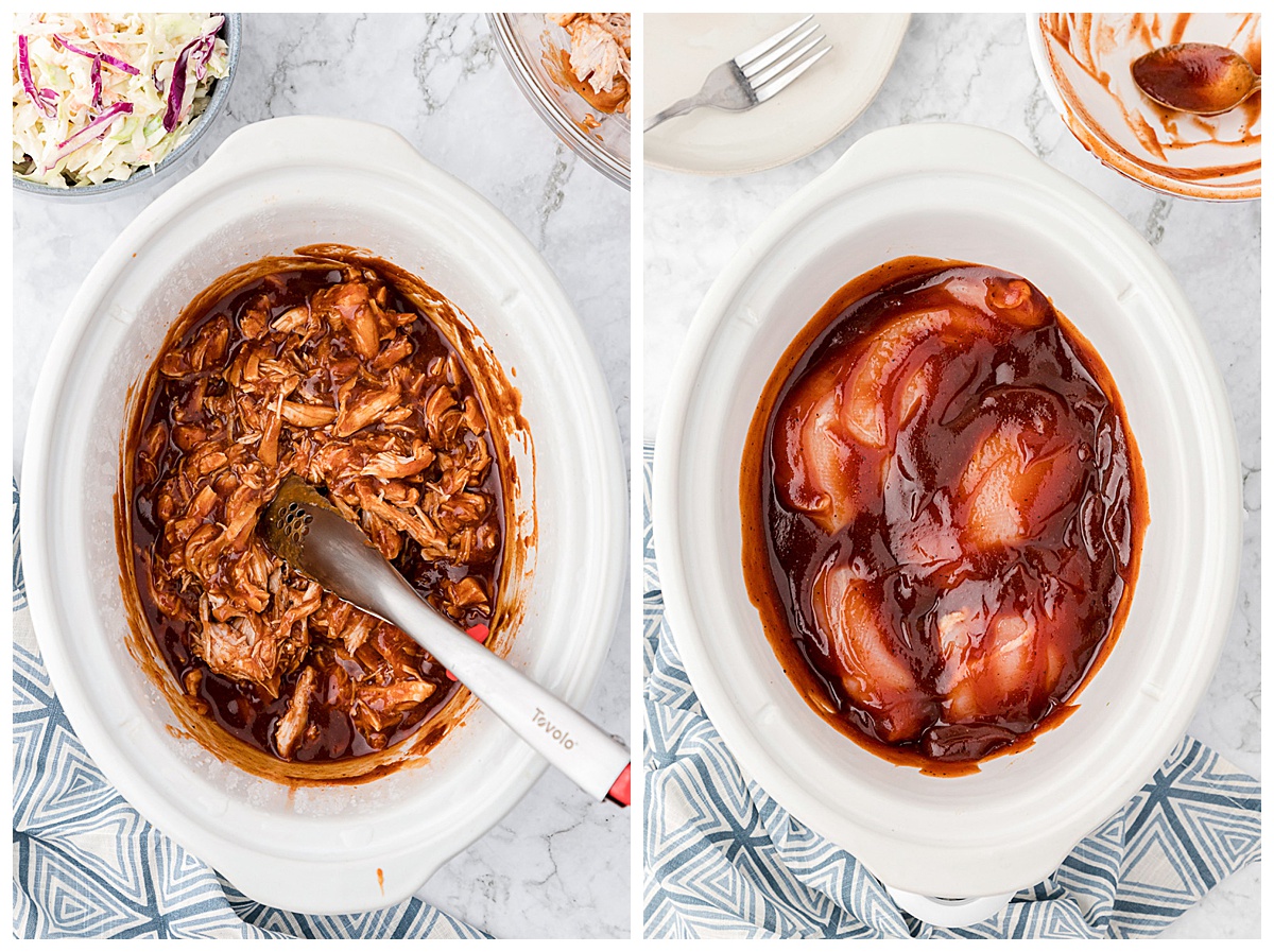 Steps to making bbq crockpot chicken.