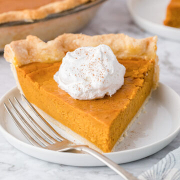 Sweet potato pie on plate.