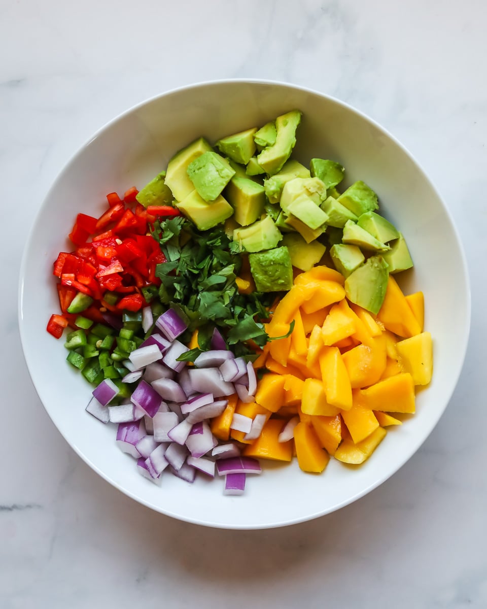 Ingredients for mango salad.