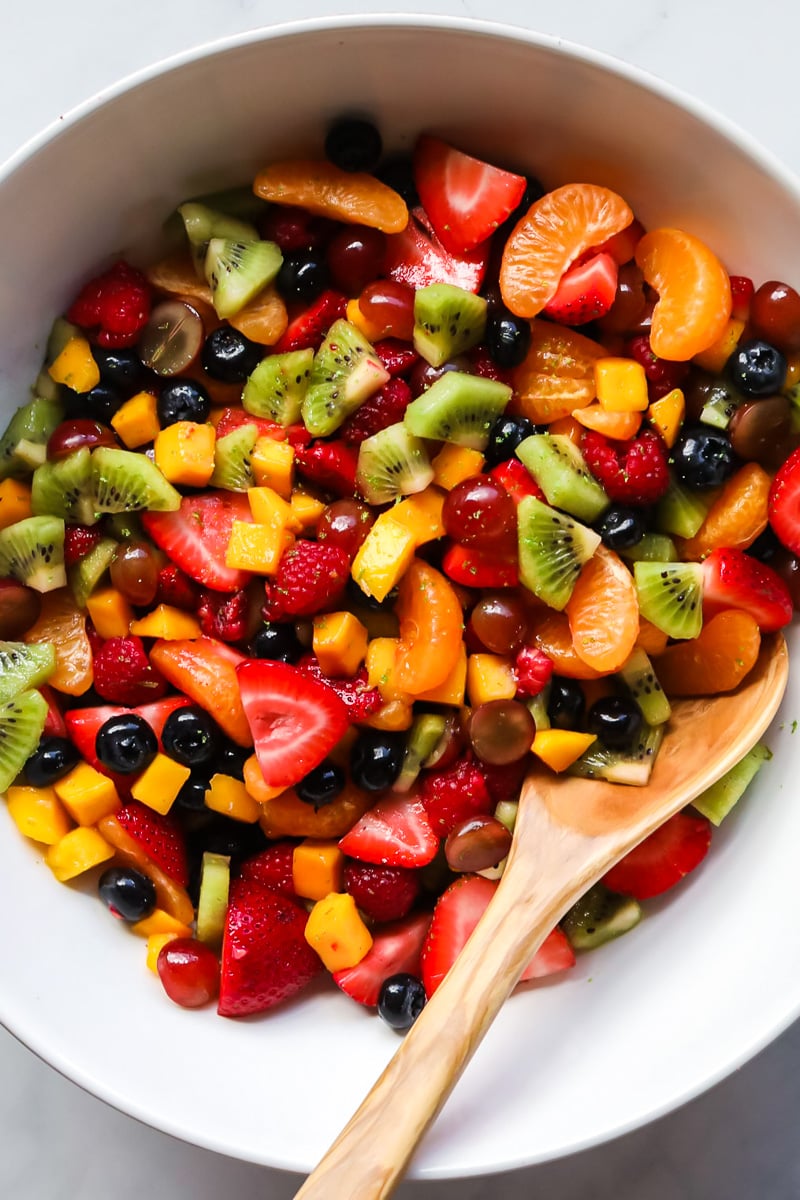 Fruit salad in a bowl.