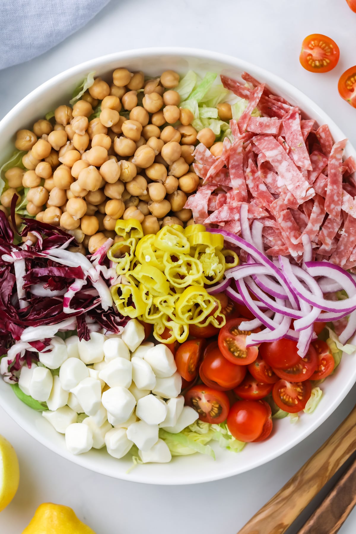 Italian chopped salad ingredients.