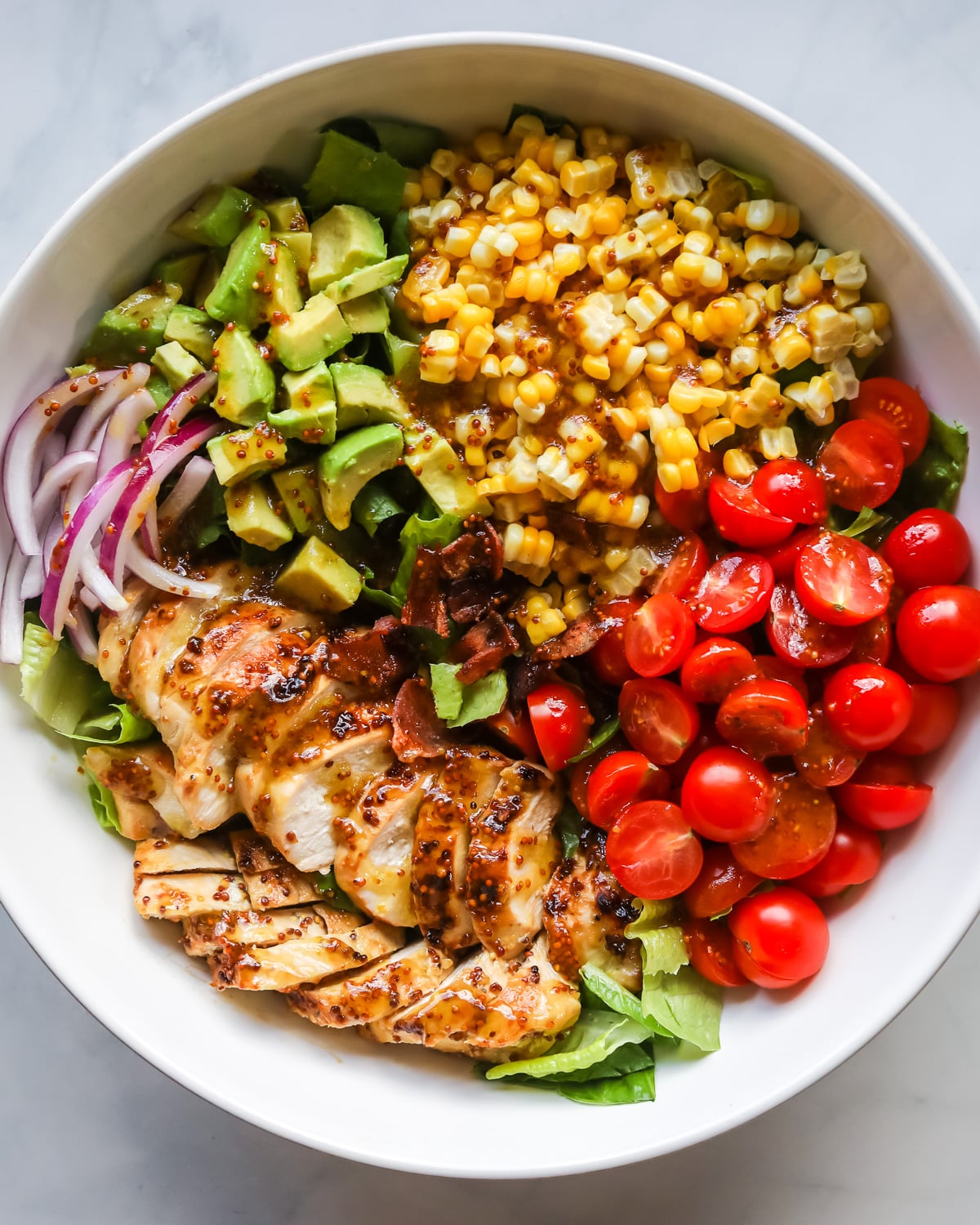 Honey mustard chicken salad ingredients.