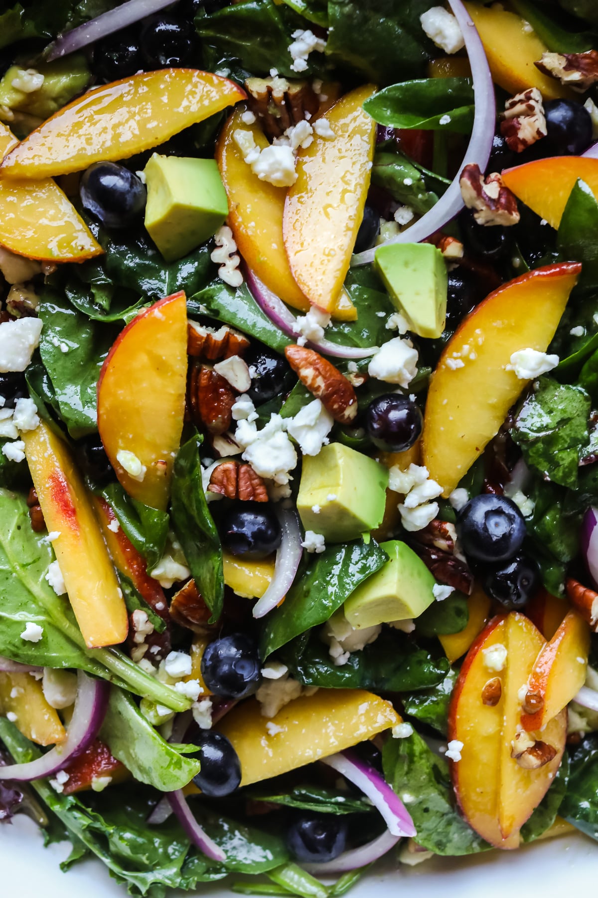 Peach salad up close.
