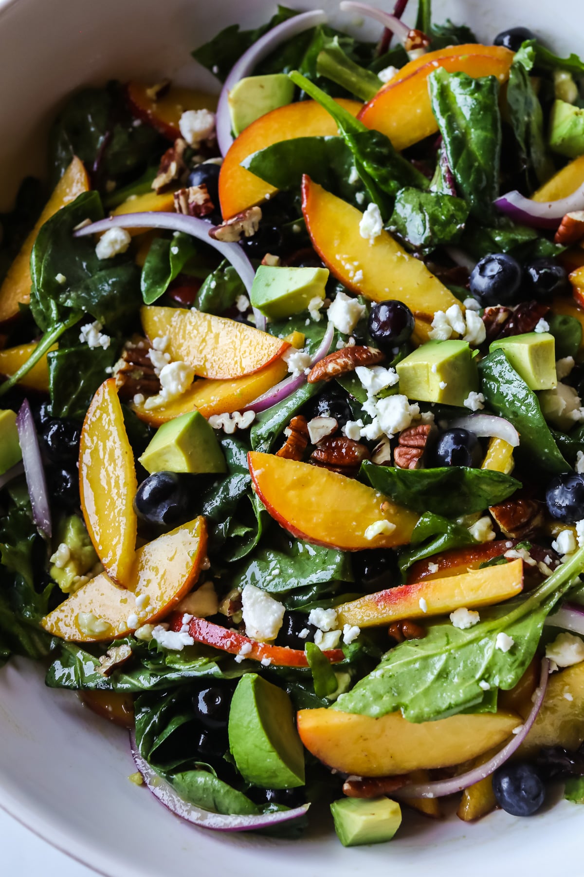 Peach salad ready to eat.