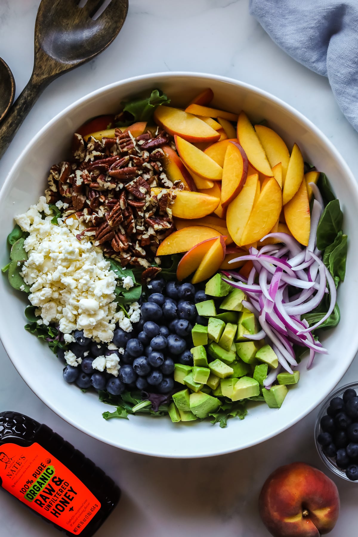 Ingredients for peach salad.