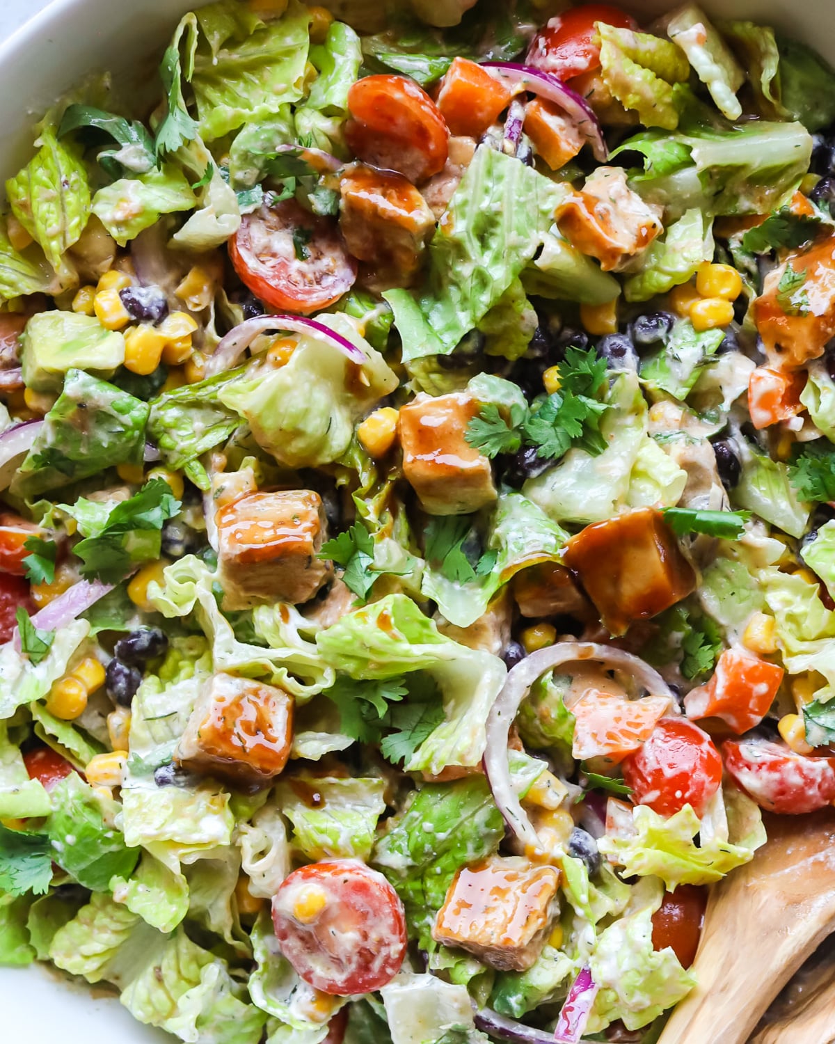 BBQ Chicken salad close up.