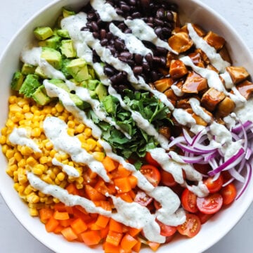 BBQ chicken salad with ranch dressing.