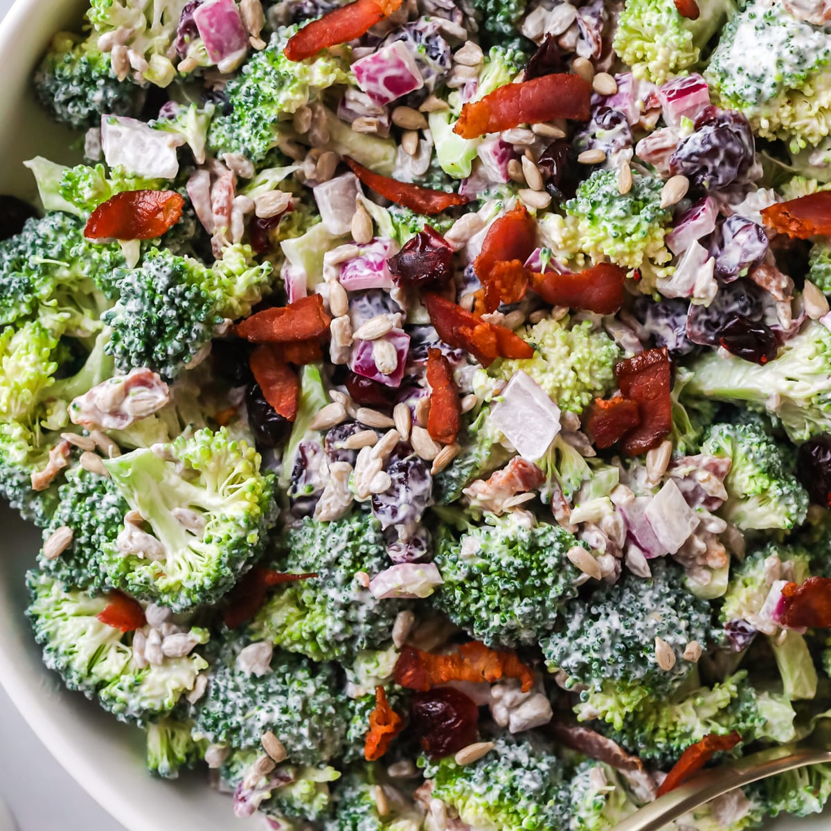 No mayo broccoli salad with bacon.
