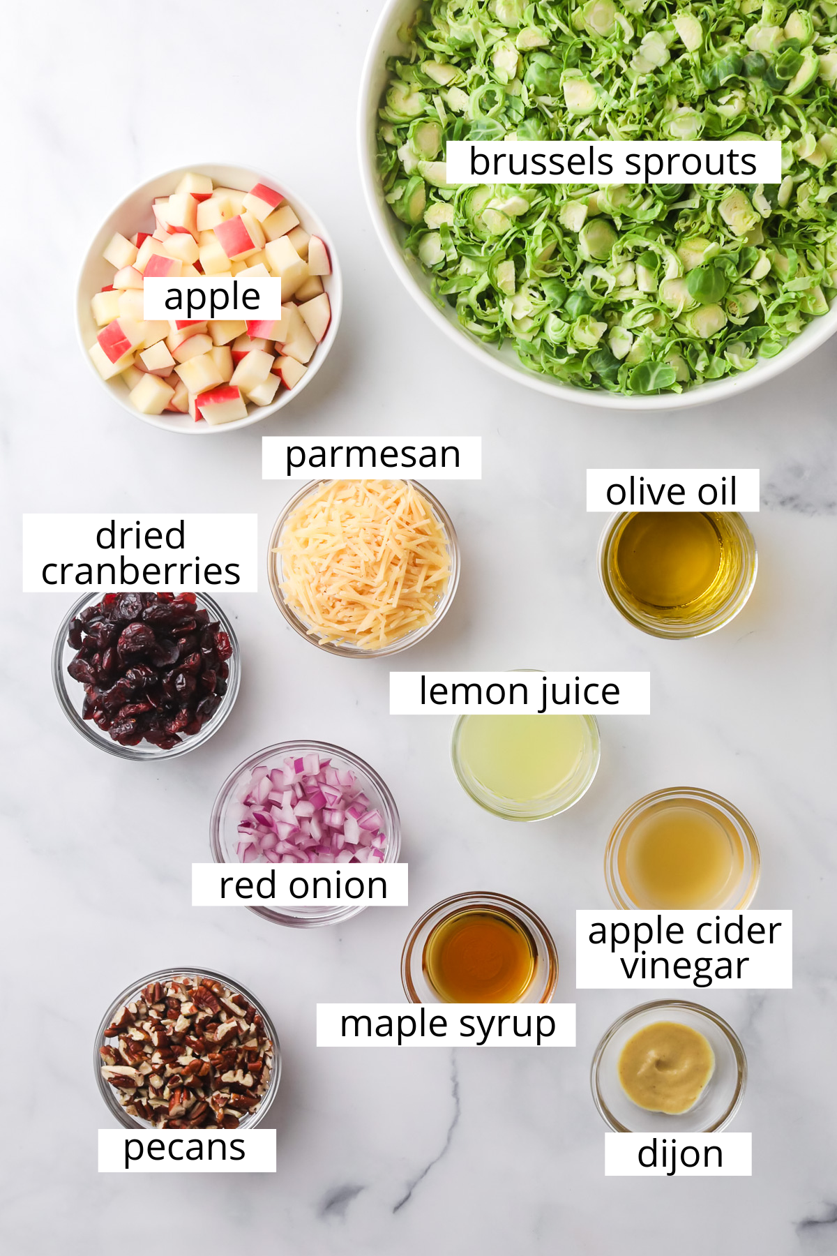 Brussels Sprout Salad ingredients.
