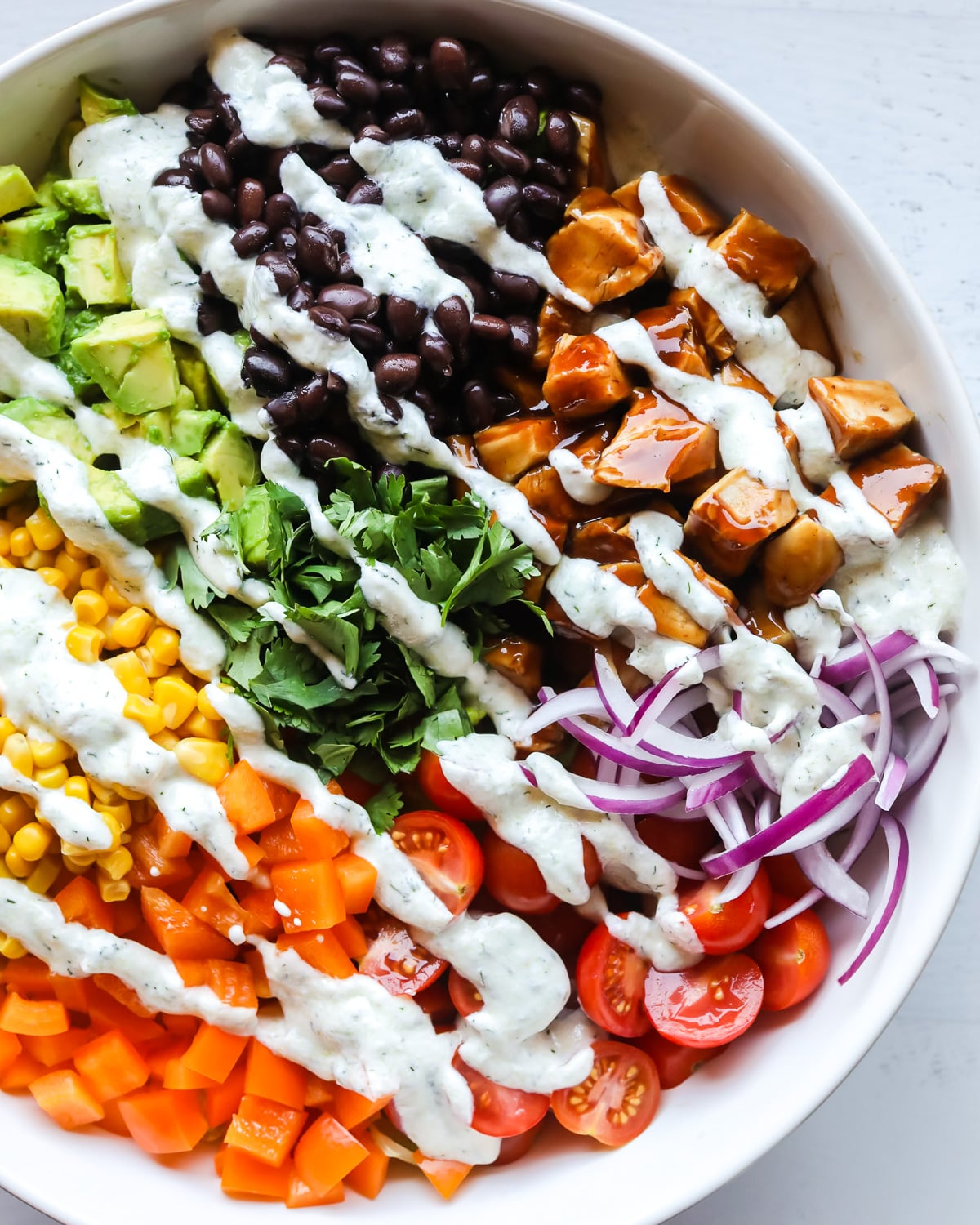 Buffalo chicken salad with ranch dressing.