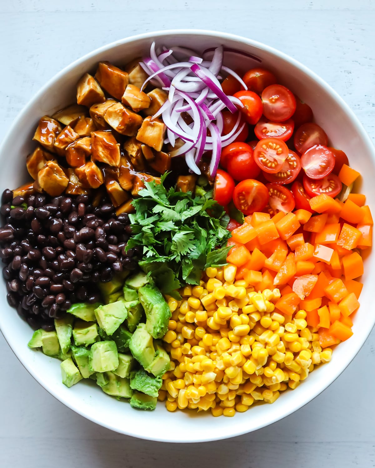 Buffalo chicken salad ingredients.
