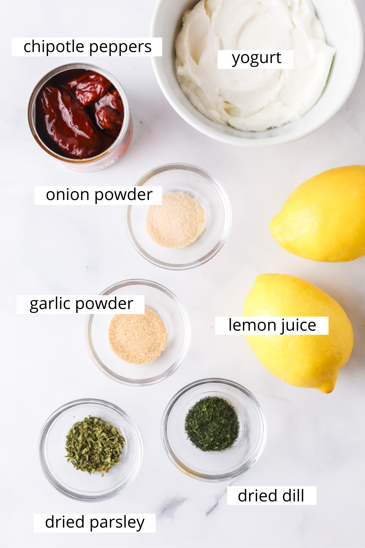 Chipotle ranch ingredients.