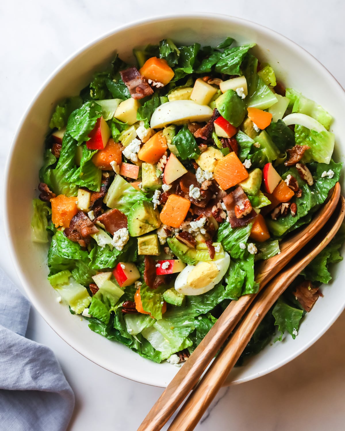 Fall cobb salad in a bowl ready to eat.