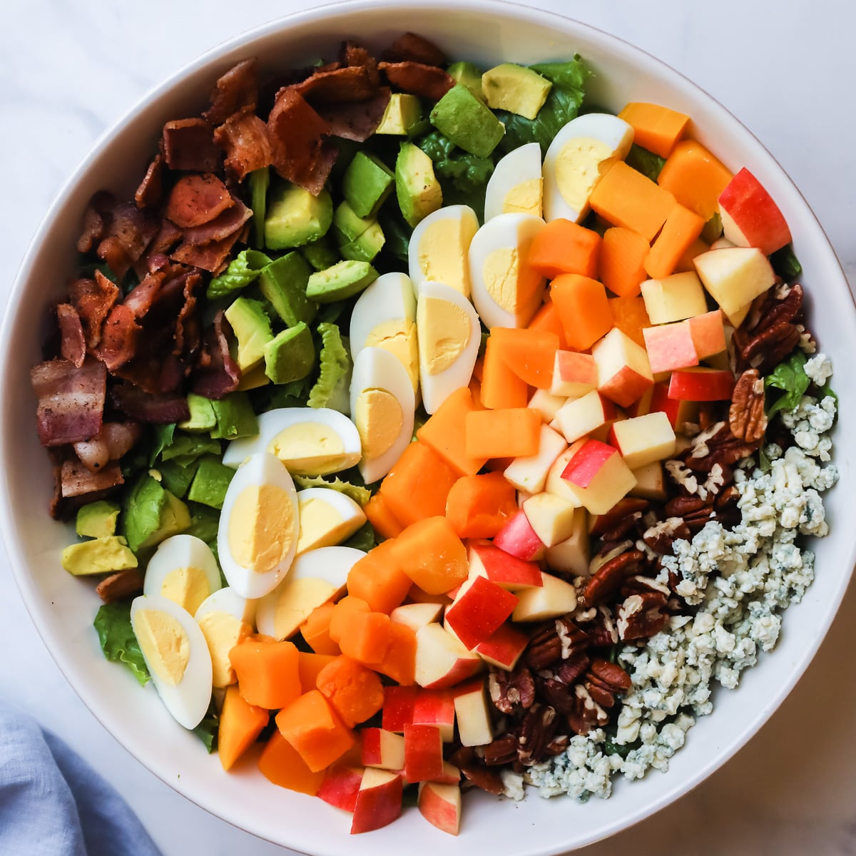Fall cobb salad in a bowl.