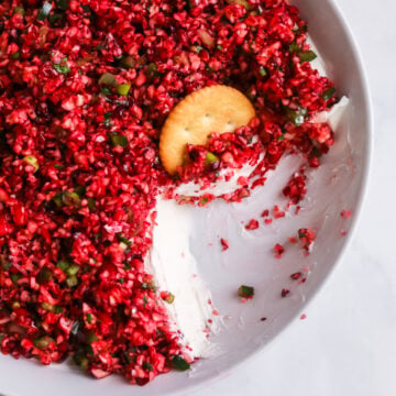 Cranberry jalapeno dip with cream cheese.