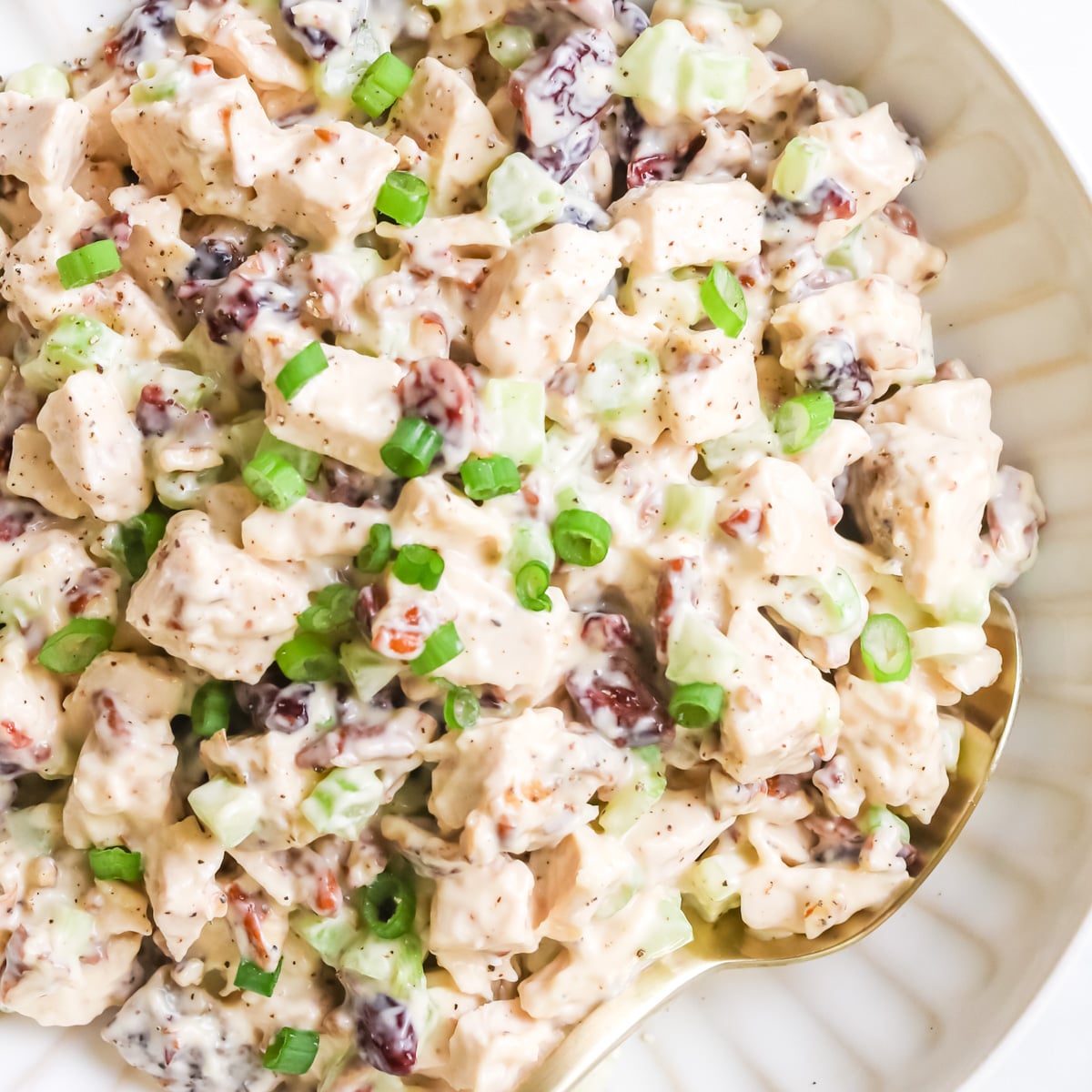 Leftover turkey salad with dressing.