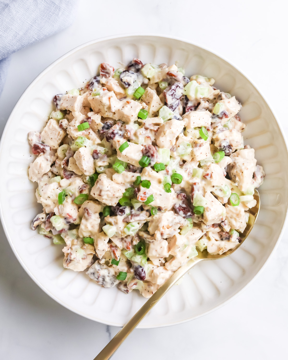 Leftover turkey salad with dressing.