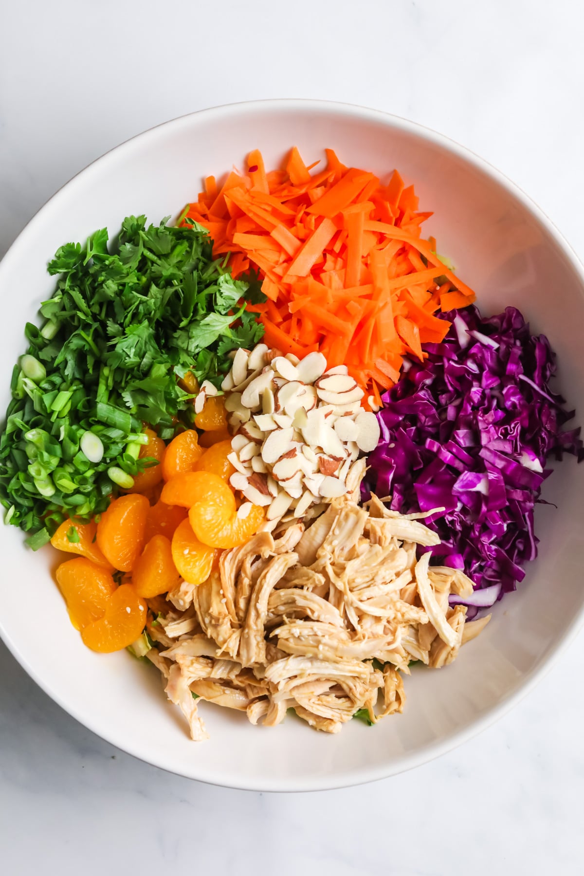 Sesame chicken salad ingredients.
