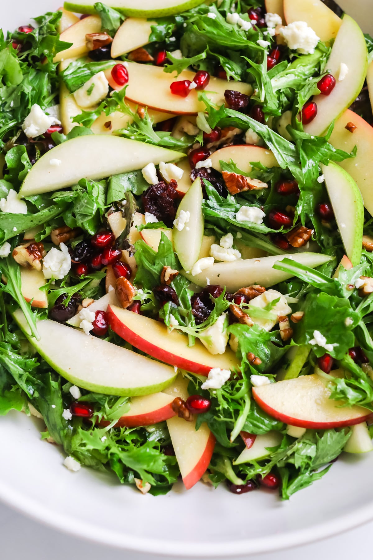Thanksgiving salad with pomegranate seeds.