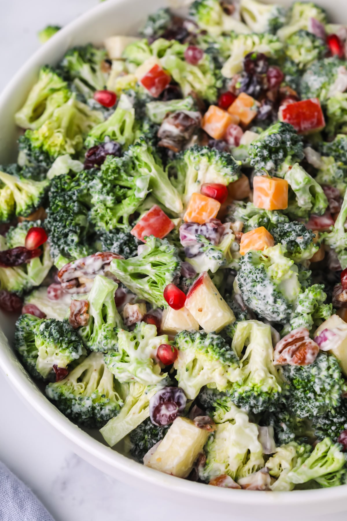 Broccoli salad with pecans.