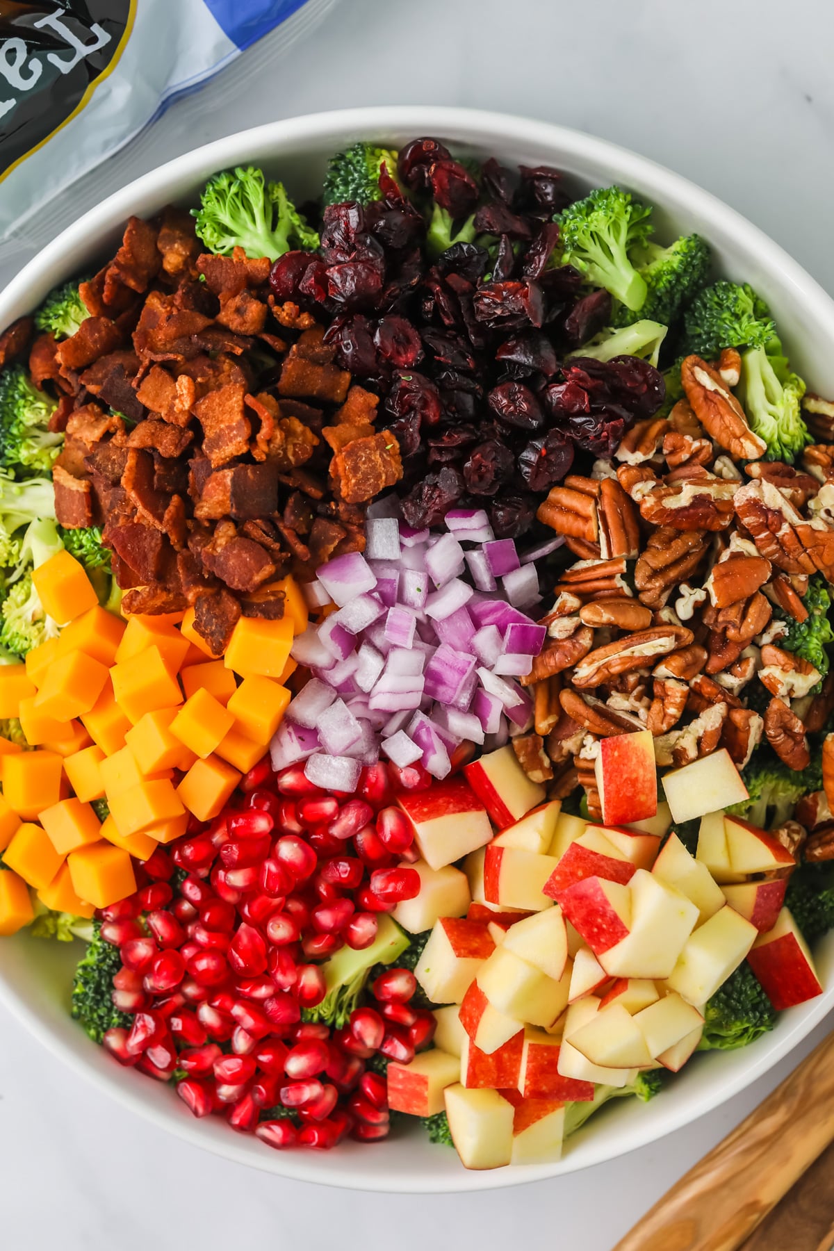 Broccoli salad ingredients.