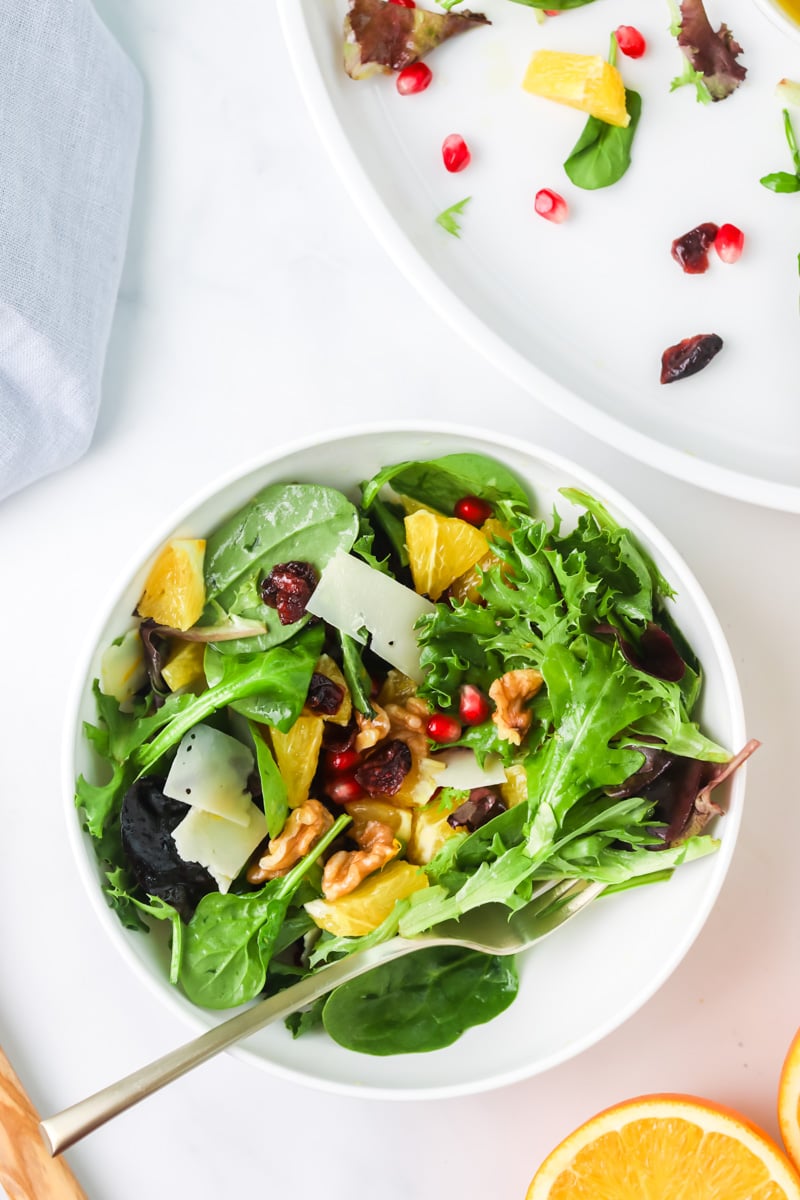 Plated Christmas salad.