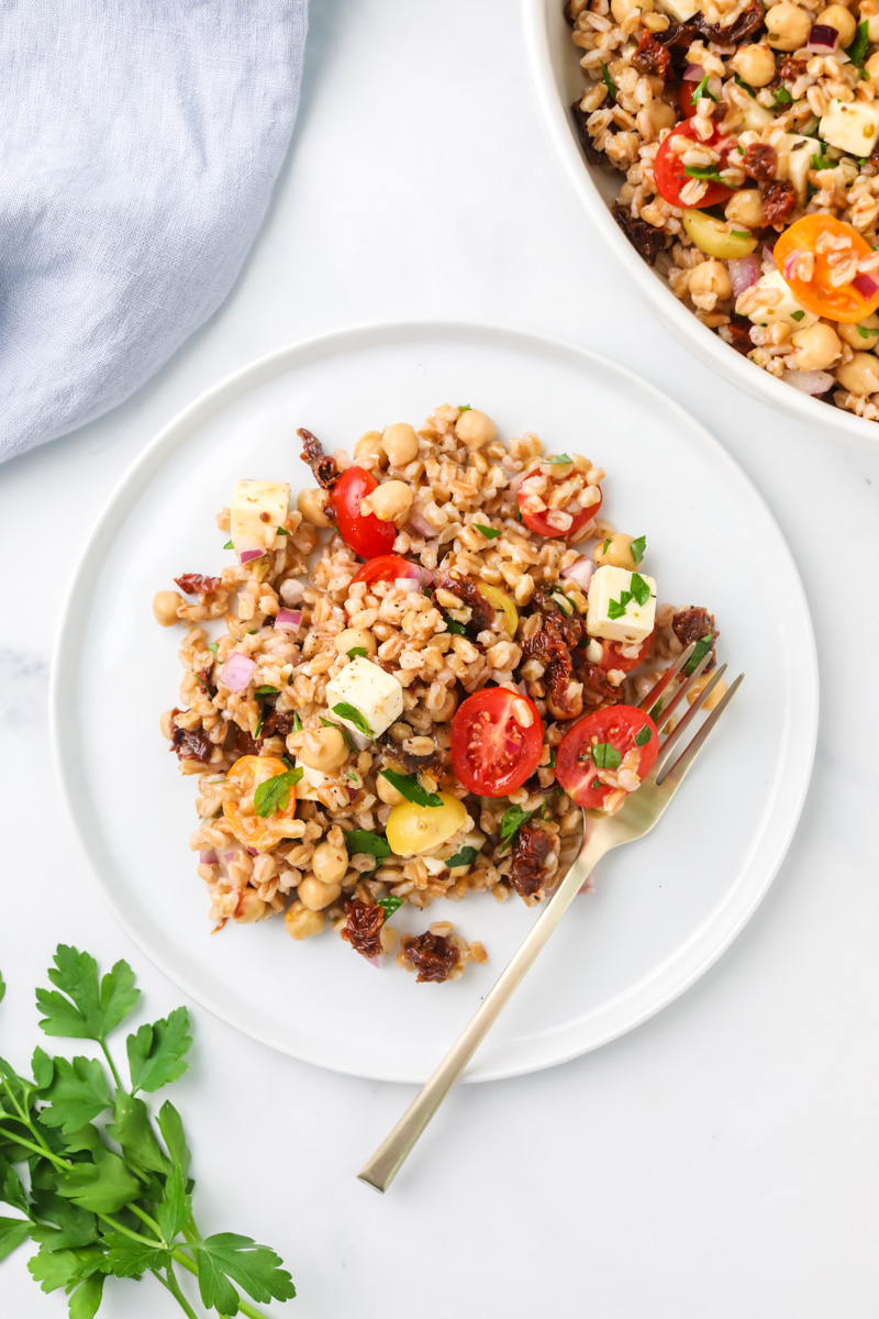 Farro salad plated.