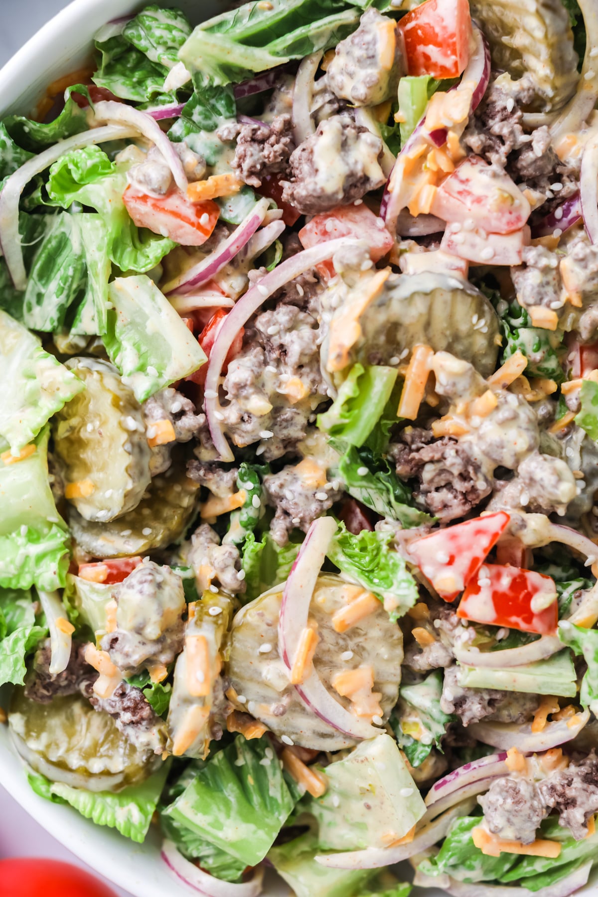Big mac salad ready to eat.
