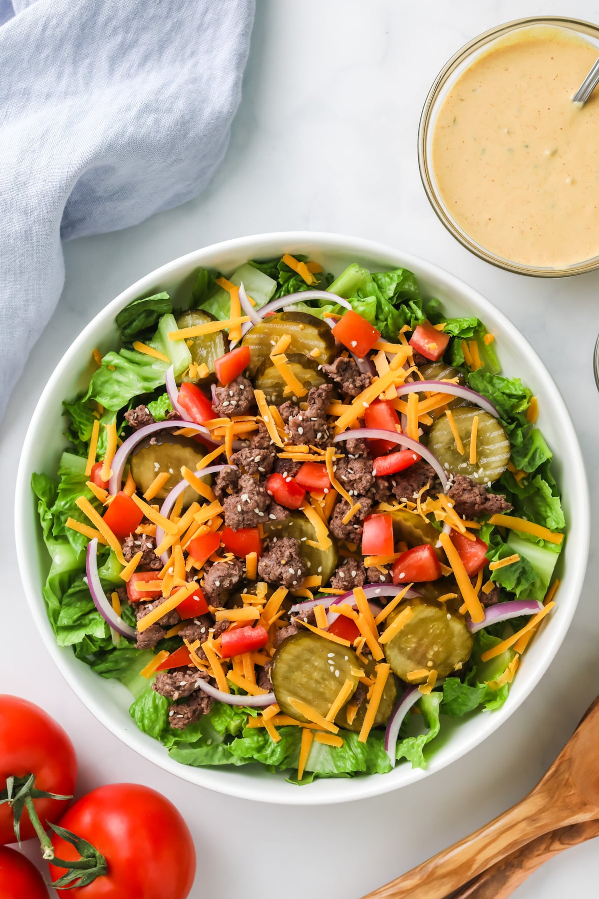 Big mac salad ingredients.