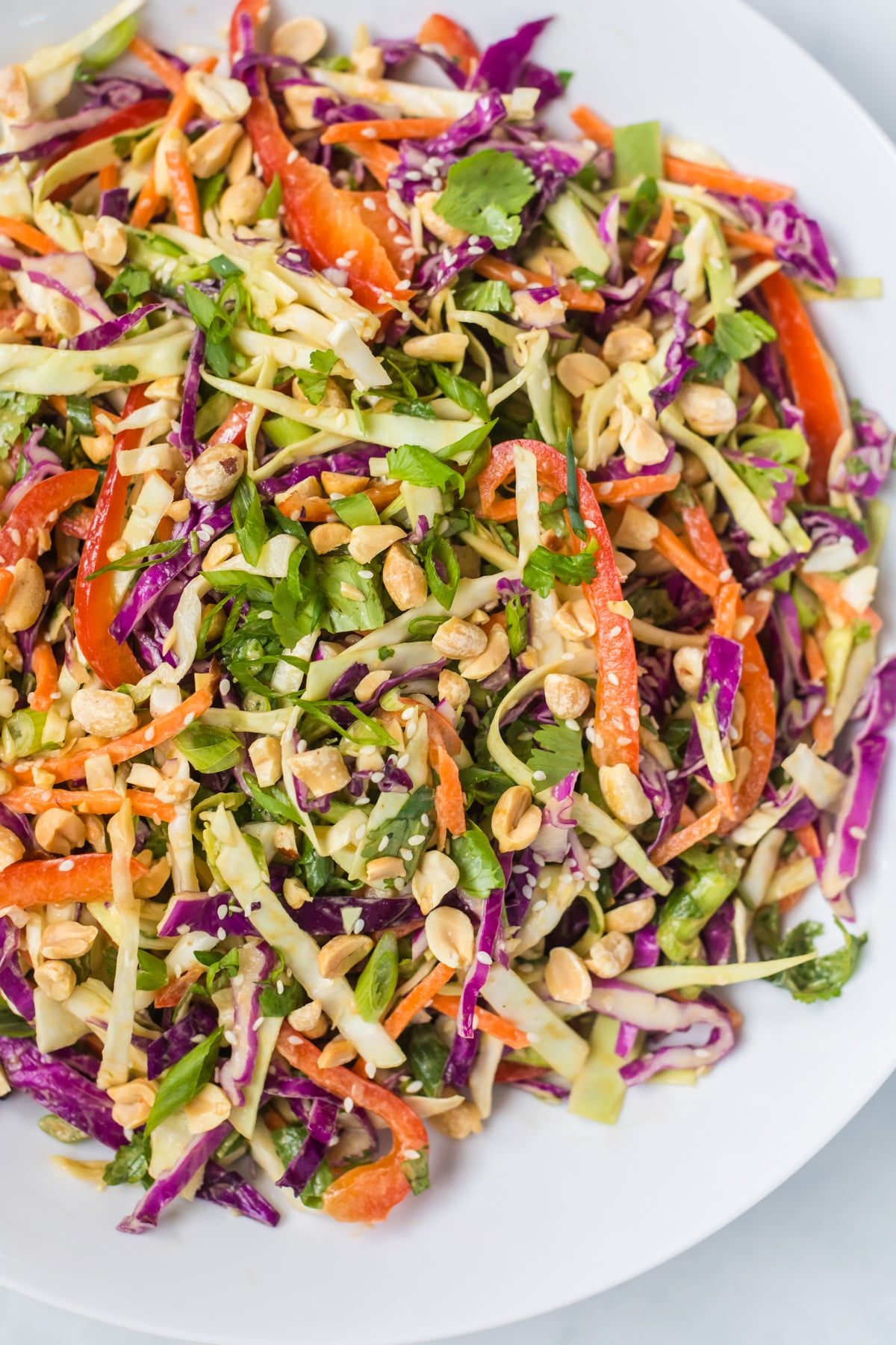 Cabbage salad with peanut dressing.