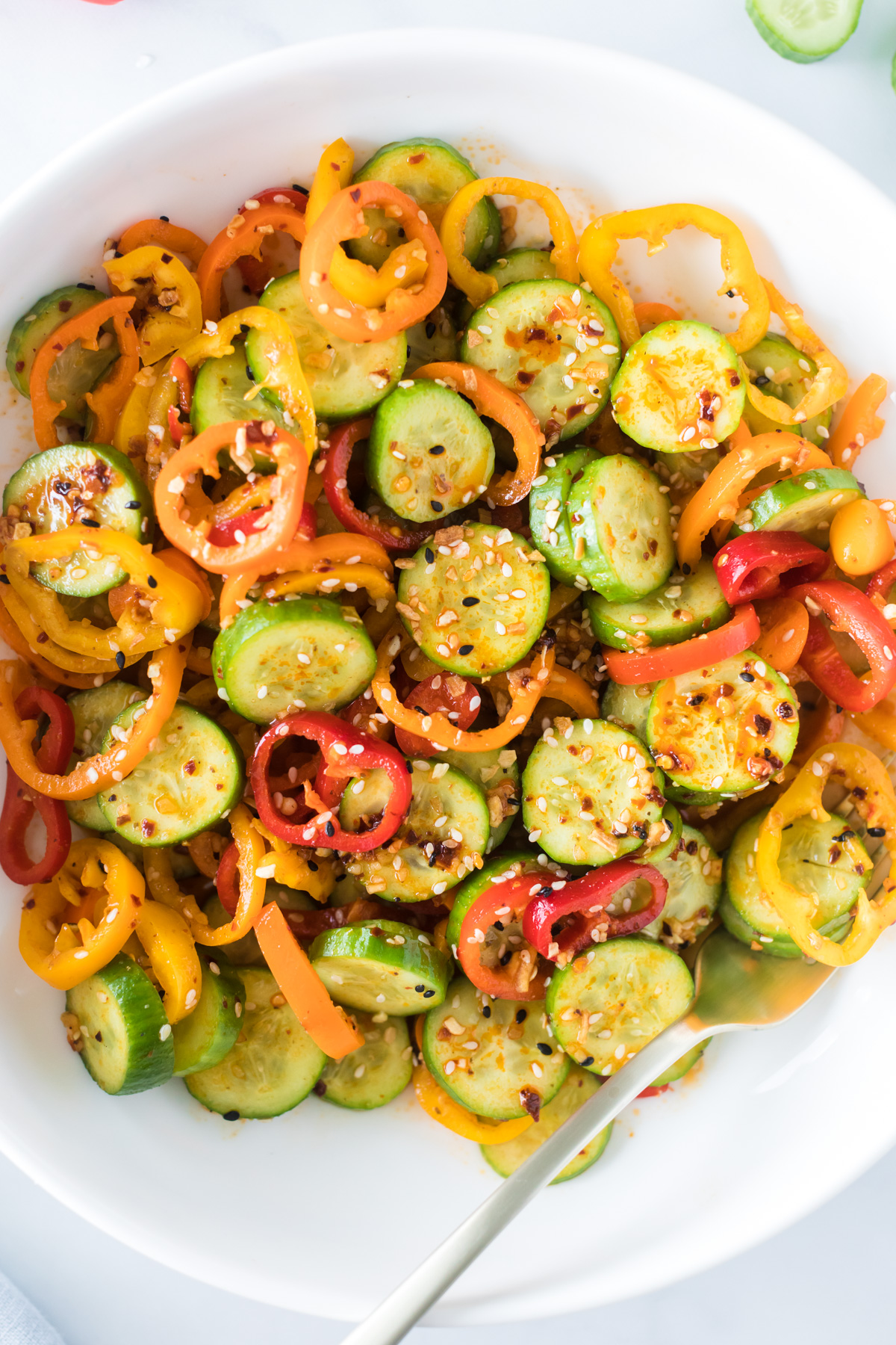 Cucumber pepper salad.
