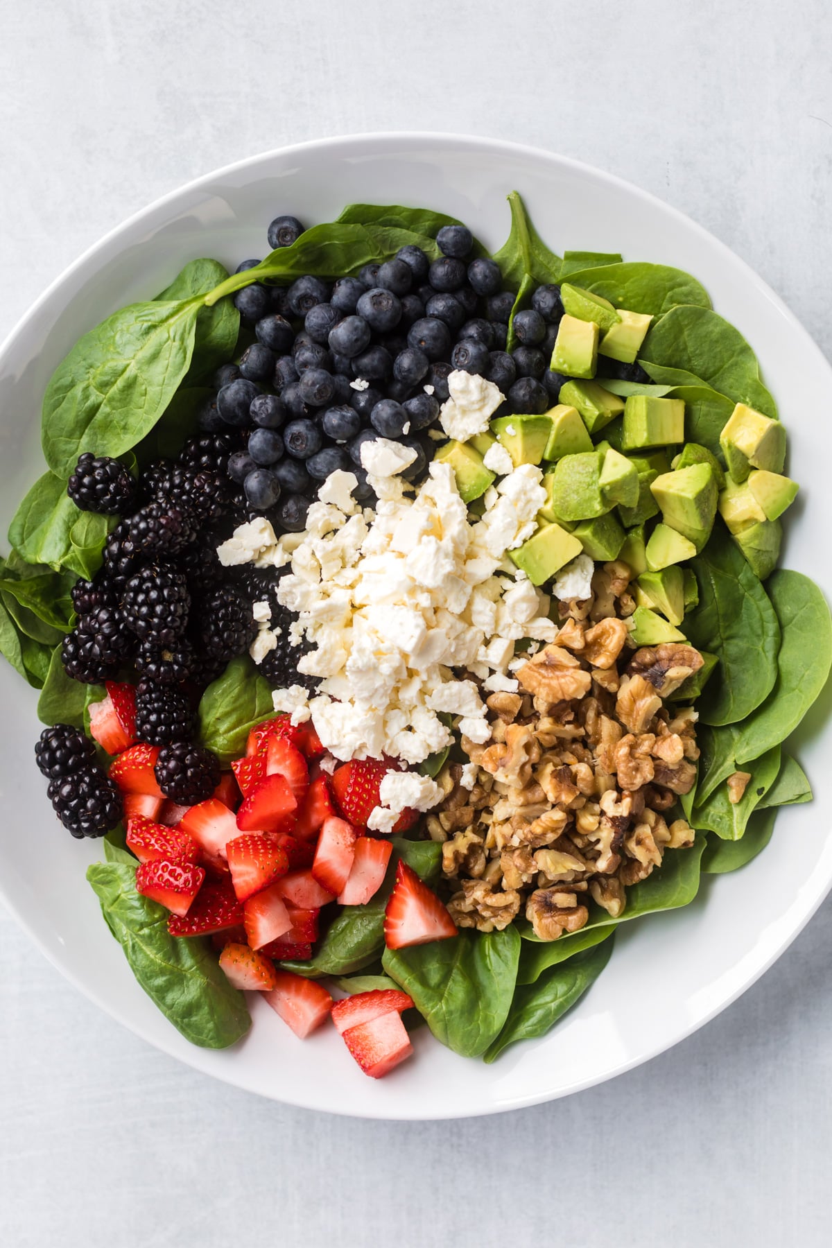 Summer berry salad ingredients.