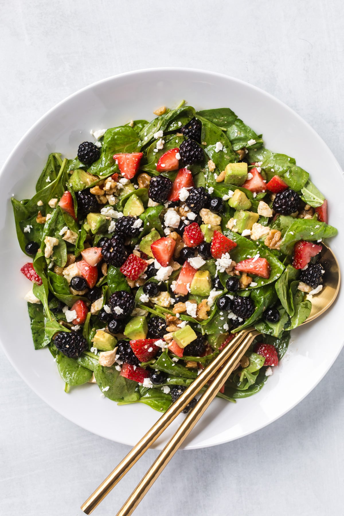 Summer berry salad ready to serve.