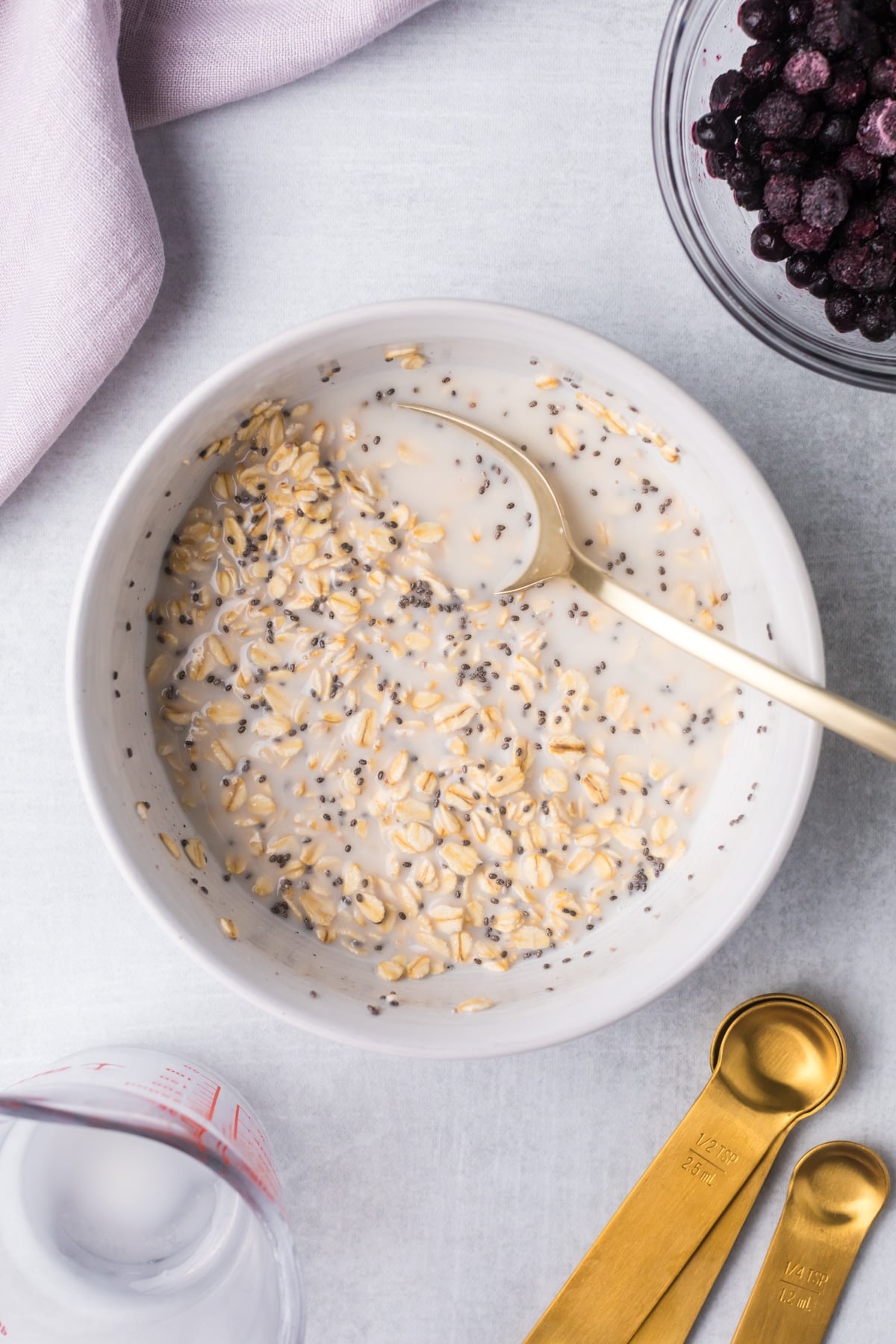 Making overnight oats.