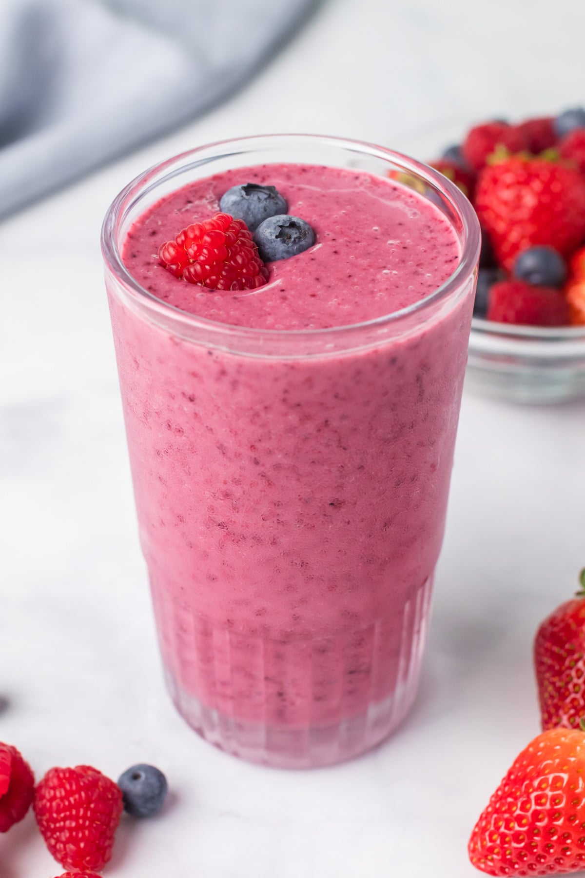 Kefir berry smoothie in a glass.